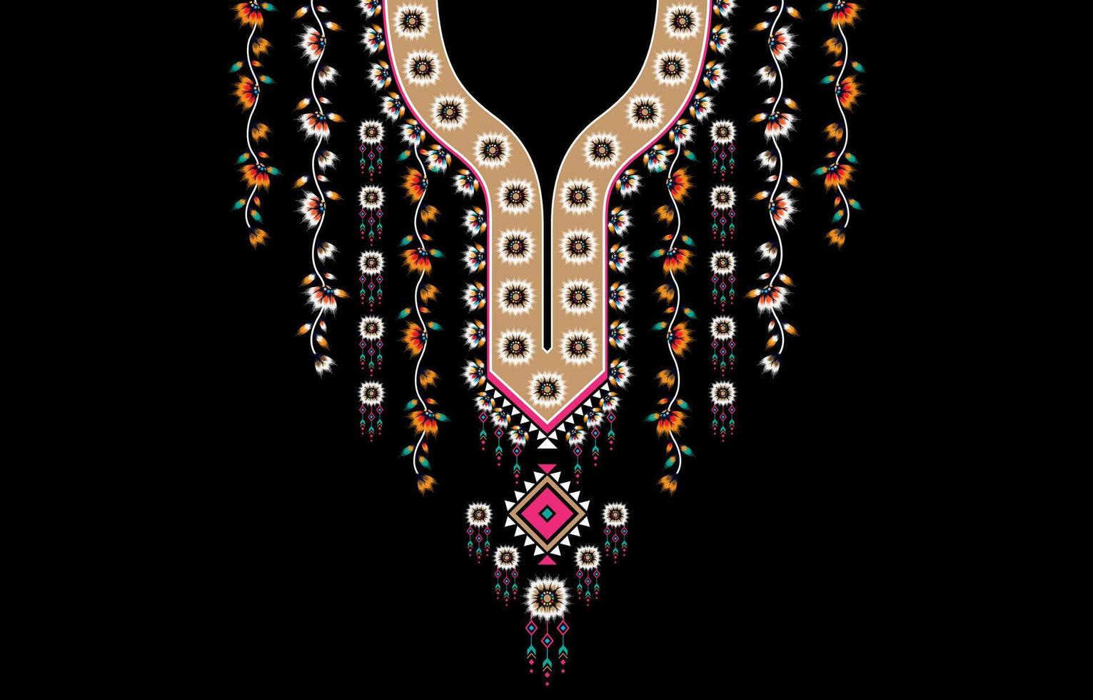 Geometric Ethnic oriental pattern traditional . Floral necklace embroidery design for fashion women. background,wallpaper,clothing and wrapping. vector