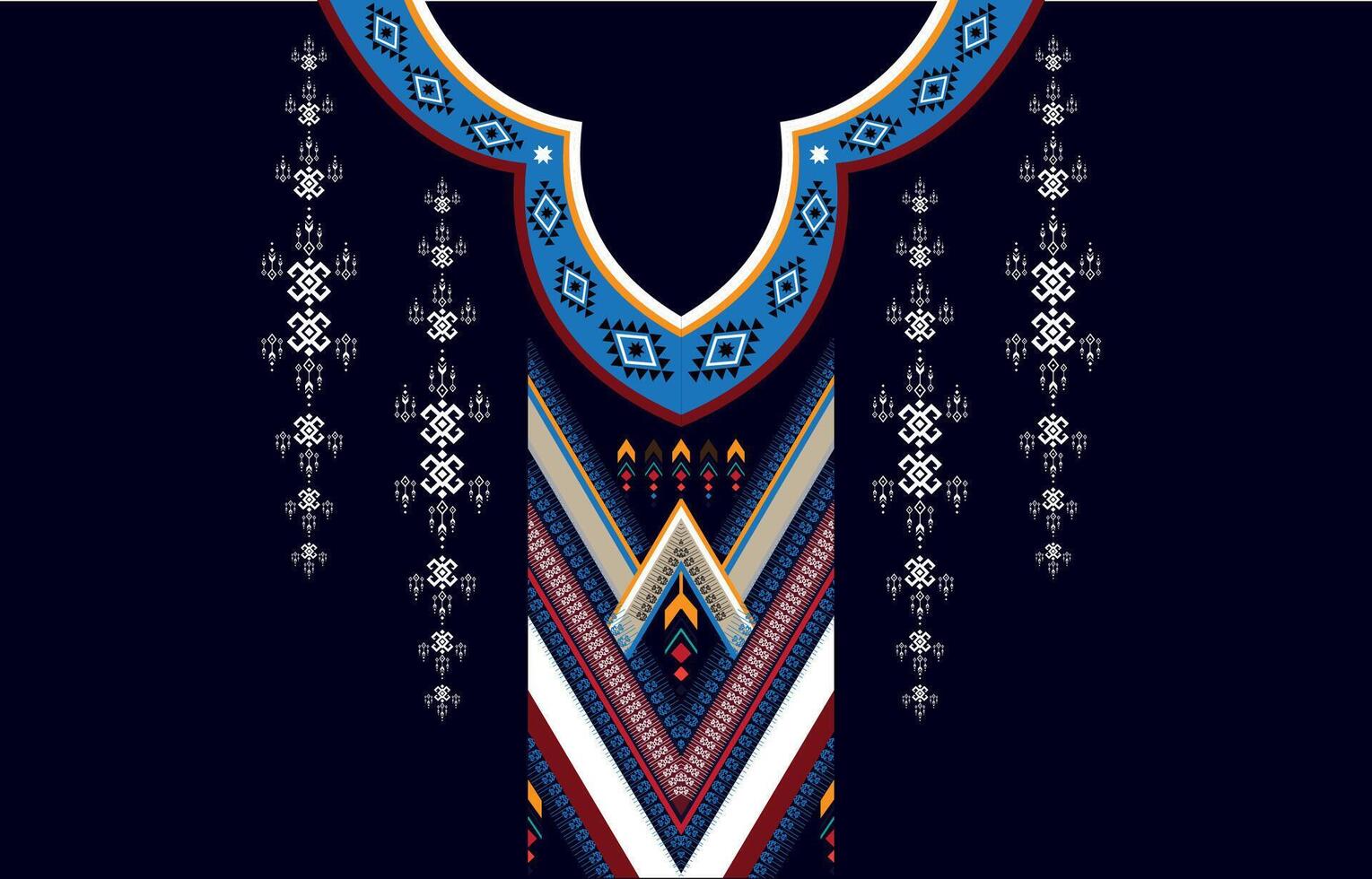 Geometric oriental pattern ethnic traditional flower  necklace embroidery designs for women fashion backgrounds,  wallpapers, clothes and wraps. vector