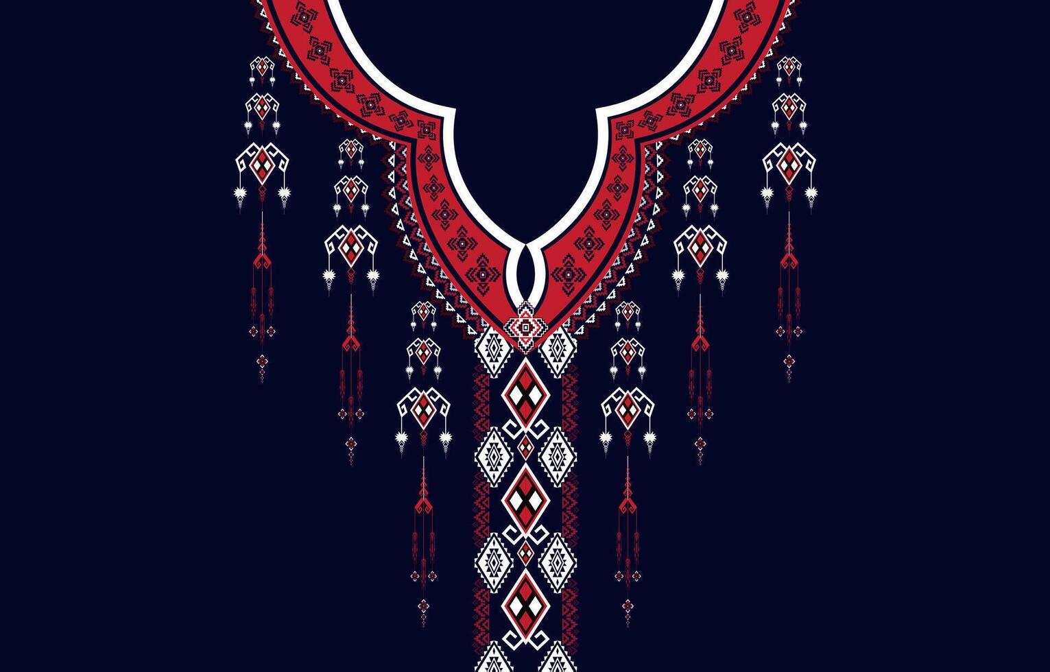 Geometric oriental pattern ethnic traditional flower  necklace embroidery designs for women fashion backgrounds,  wallpapers, clothes and wraps. vector