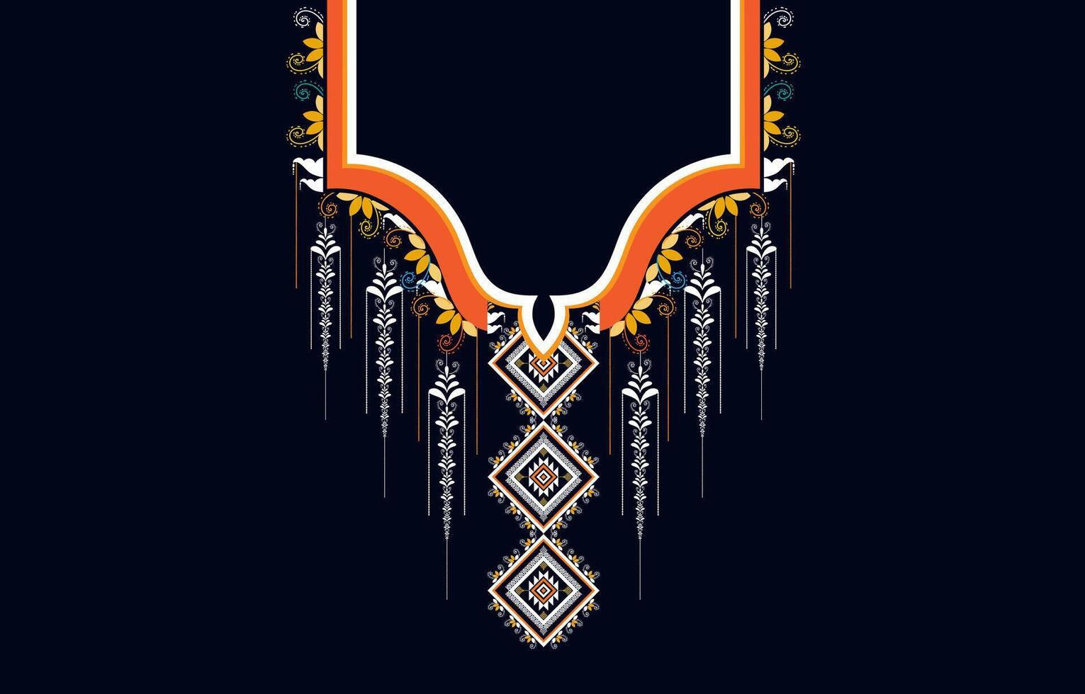 neck embroidery Ethnic,Geometric,tribal, oriental,traditional,necklace design for  fashion women,wallpaper,clothing and wrapping.nt vector