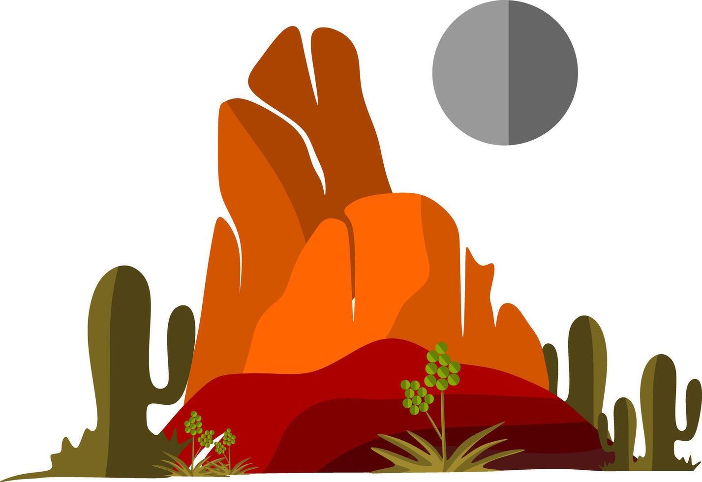 an abstract logo design of a desert, rocky mountain and cactus vector