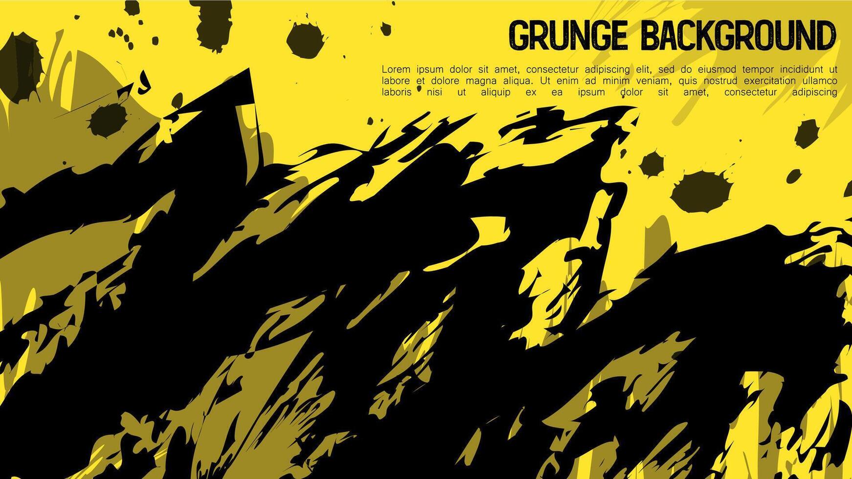 Grunge abstract background yellow with black color design. template banner blank splatter. vector illustration.