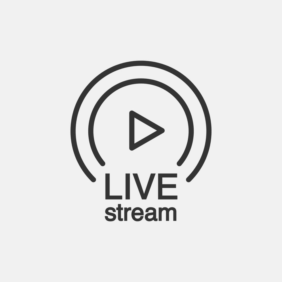 Live stream icon symbol vector logo element. live streaming, broadcasting, online stream vector symbol.