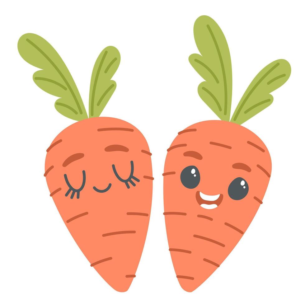 Two cartoon carrots on a white background vector