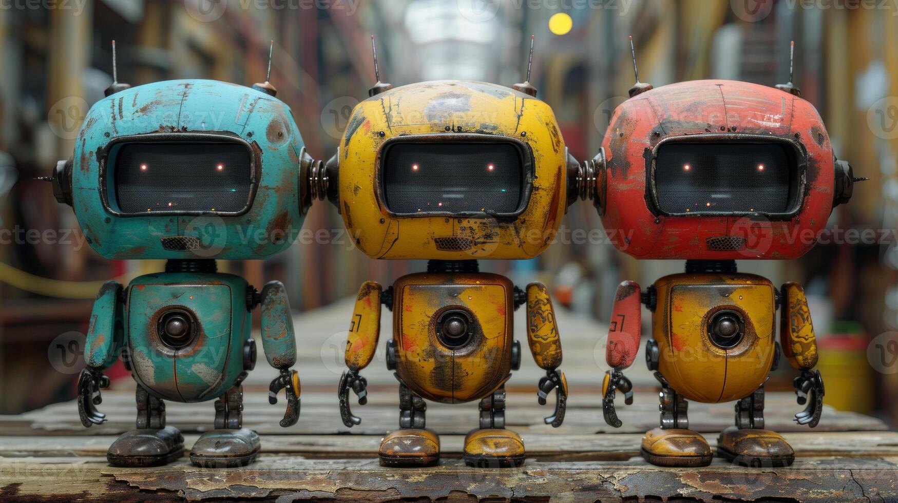 AI Generated The cutest hipster vintage robots you've ever seen photo