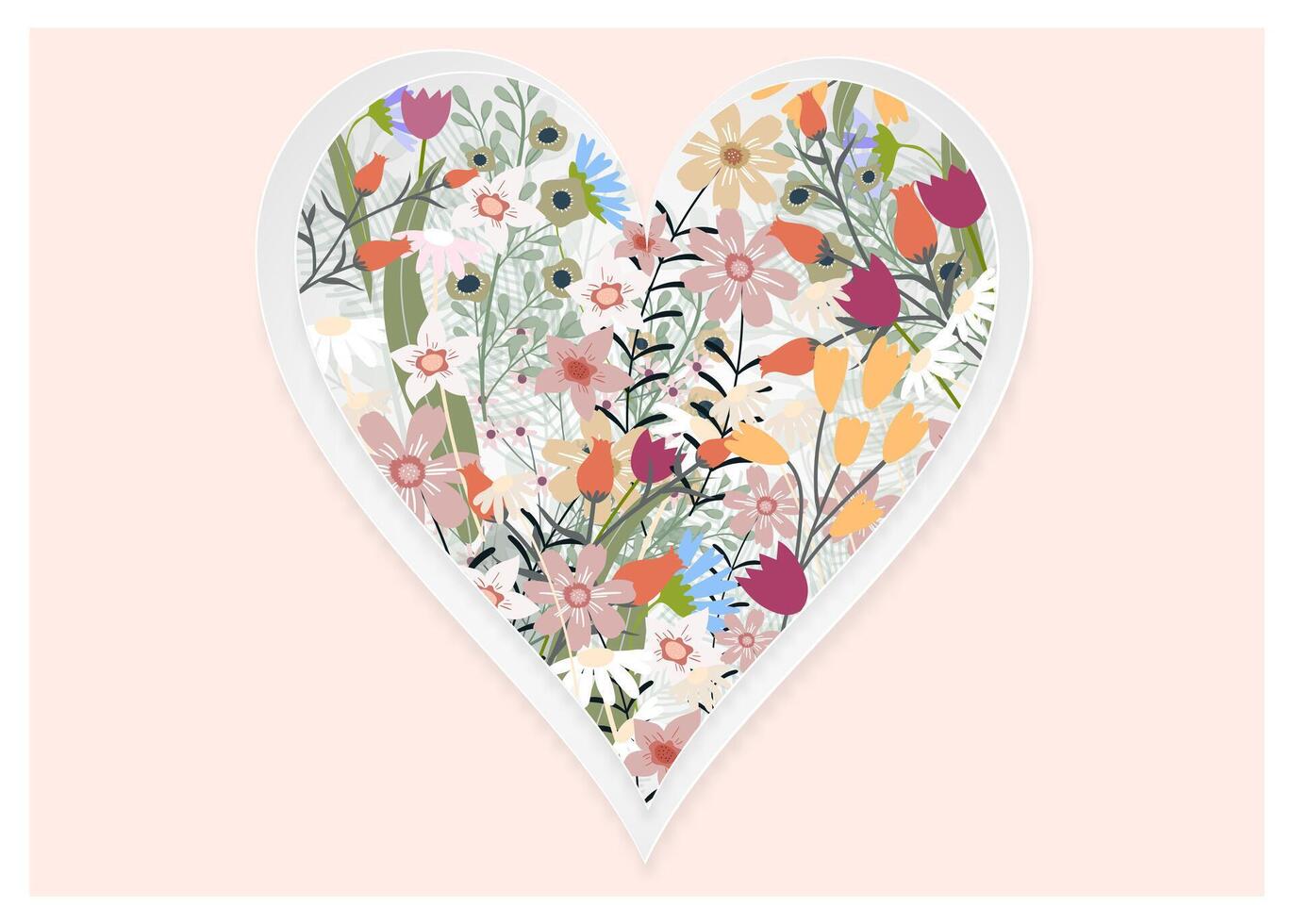 International Women's Day 8 march with frame of flower and leaves,Paper art style.Mother's day greeting card,Beautiful blossom flowers frame on white heart paper cut on peach background,Vector vector