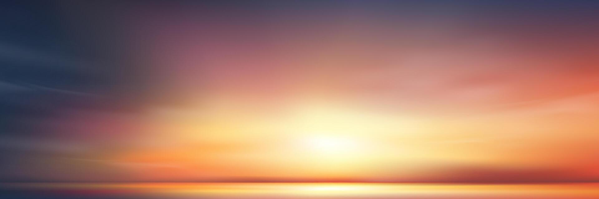 Sunset Sky Blue,Cloud Background,Horizon Evening Summer Sun dawn,Twilight sky in the Evening by the beach,Vector beautiful landscape nature sunrise in Spring,Backdrop panoramic Dusk sky over blue vector