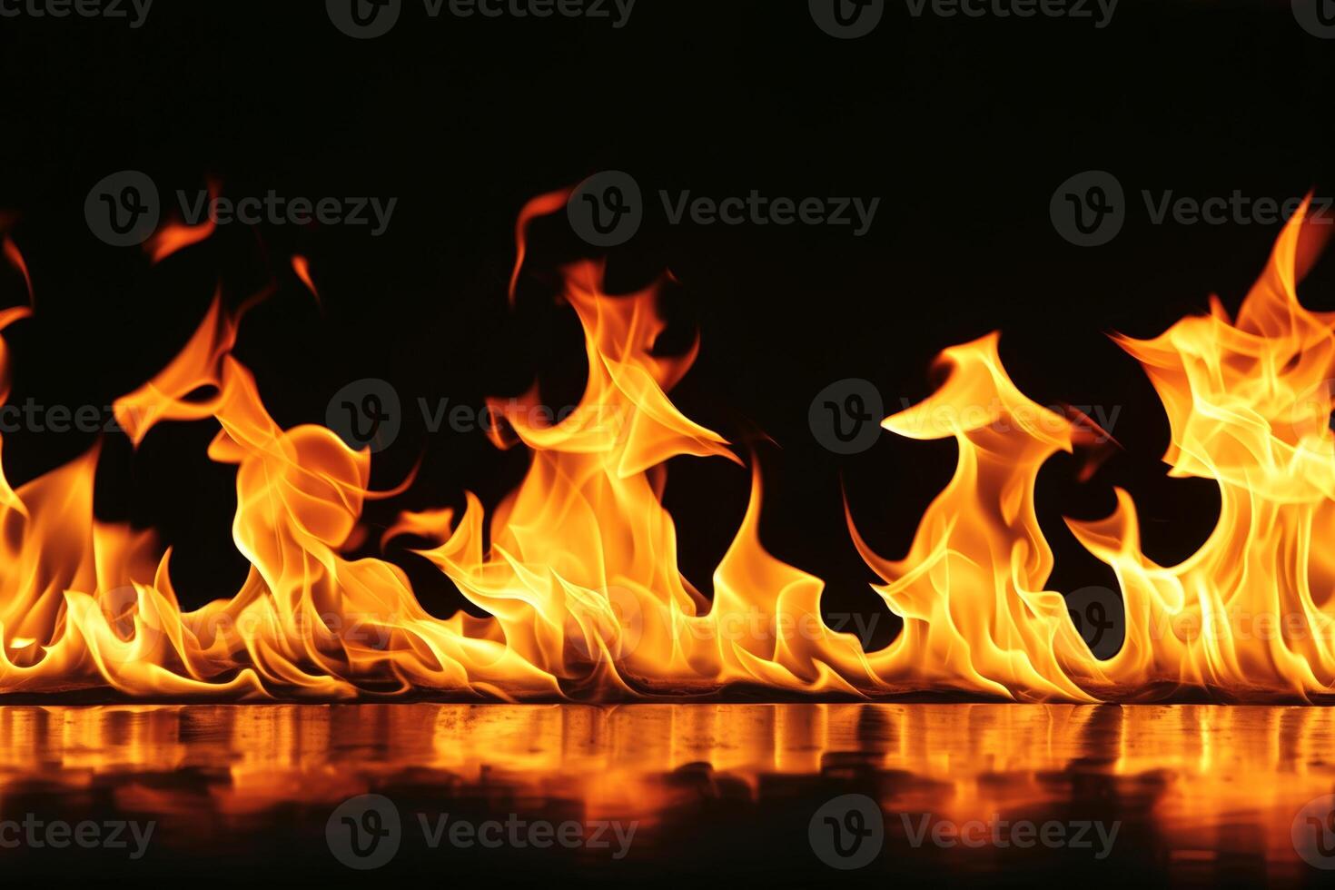 AI generated Close-up, Burning fire isolated on dark backdrop, seamless background, Generative AI photo