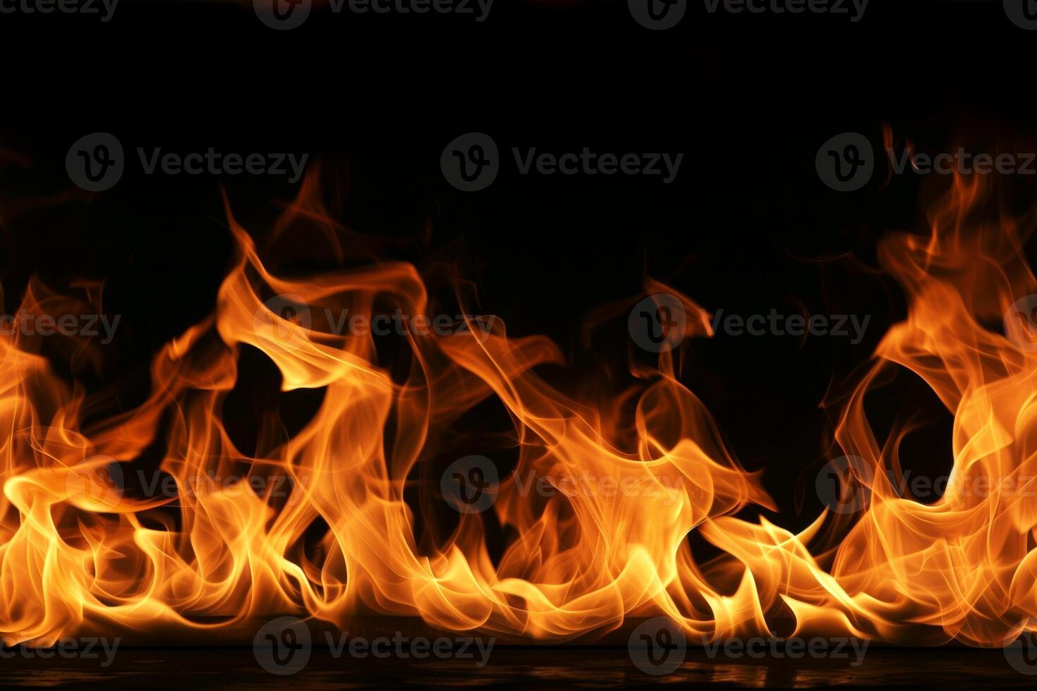 AI generated Close-up, Burning fire isolated on dark backdrop, seamless background, Generative AI photo