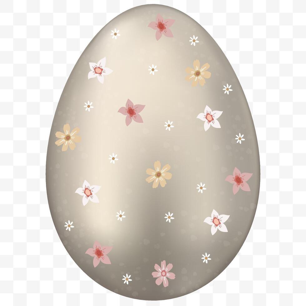 3d dorado Pascua de Resurrección huevos con linda primavera flor aislado, vector ilustración elementos diseño de moderno mínimo estilo para saludo tarjeta, pancarta, invitación plantilla, póster, volantes