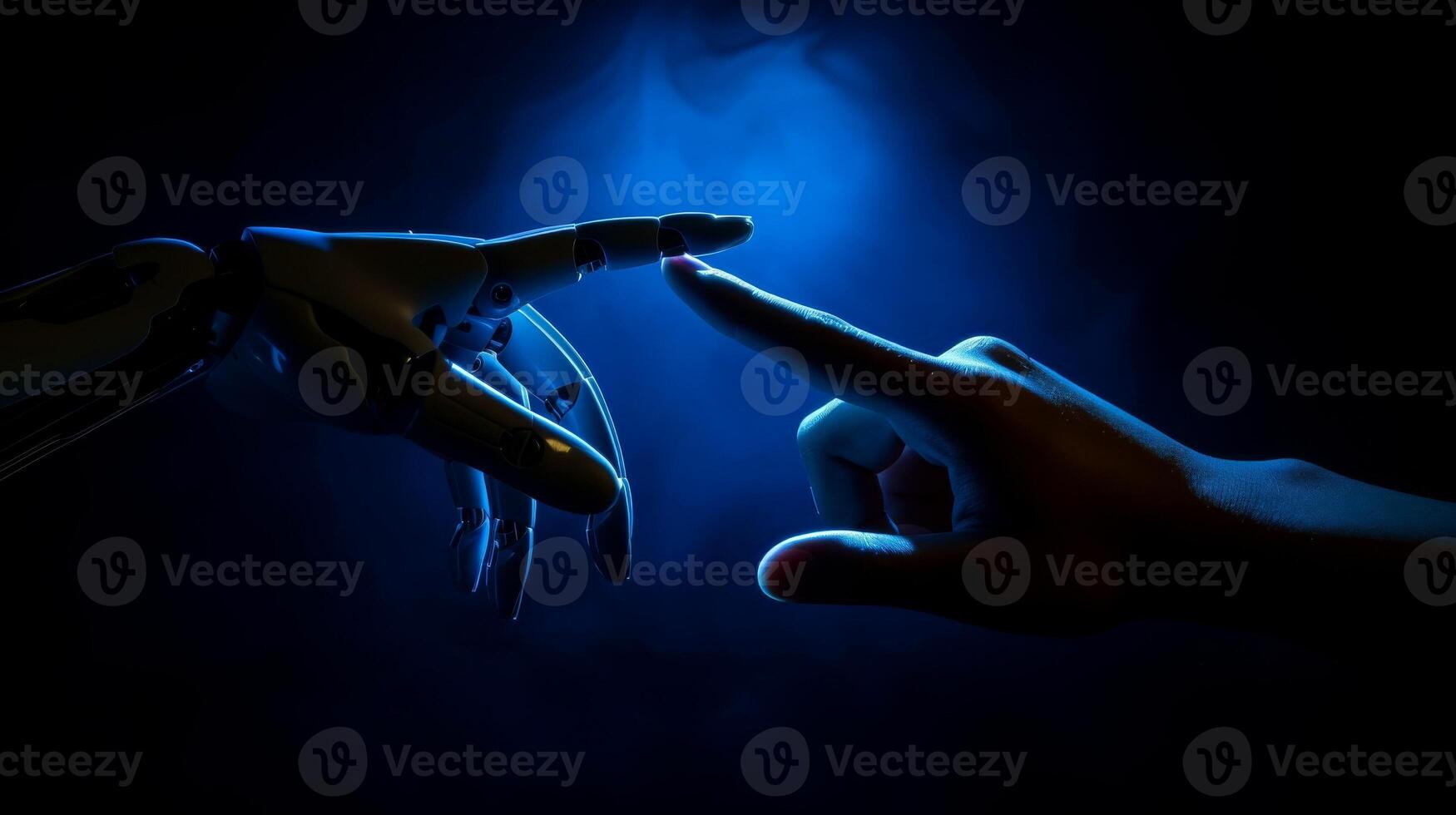 AI generated Robot finger making contact with robot finger, Generative AI photo