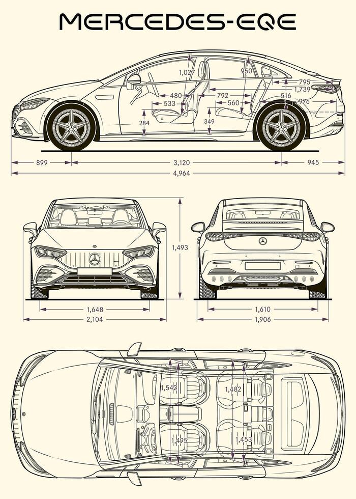 mercedes-benz eqe coche Plano vector