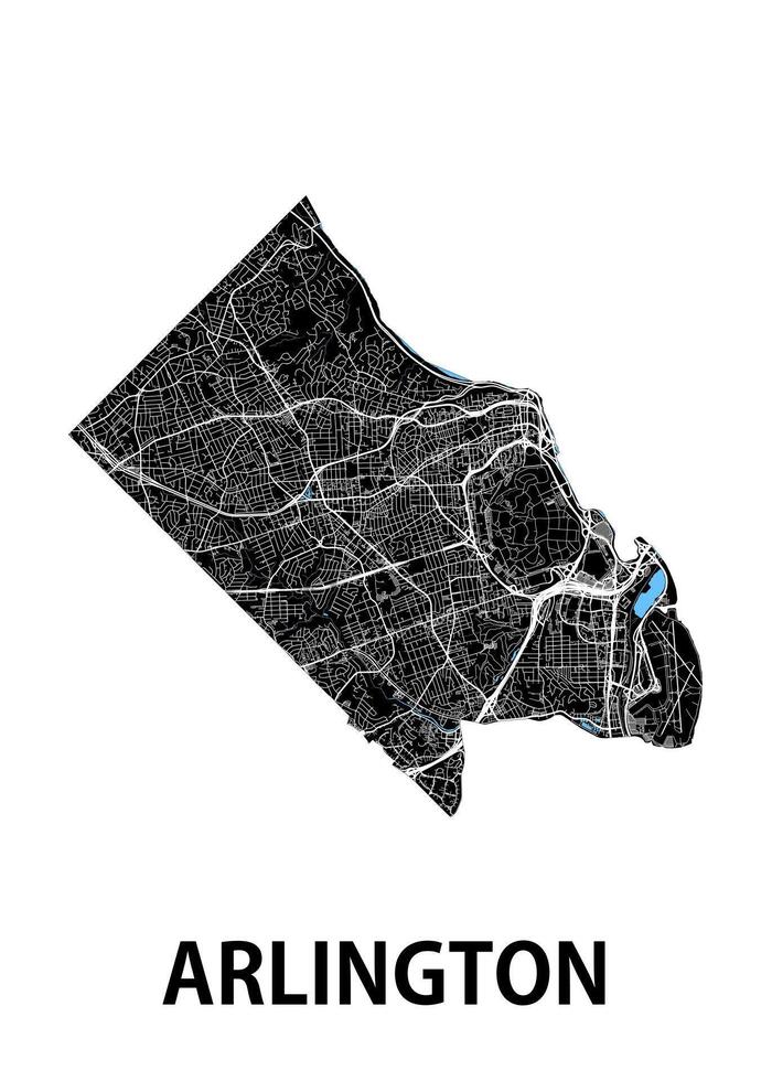 Map of Arlington, Virginia, USA vector
