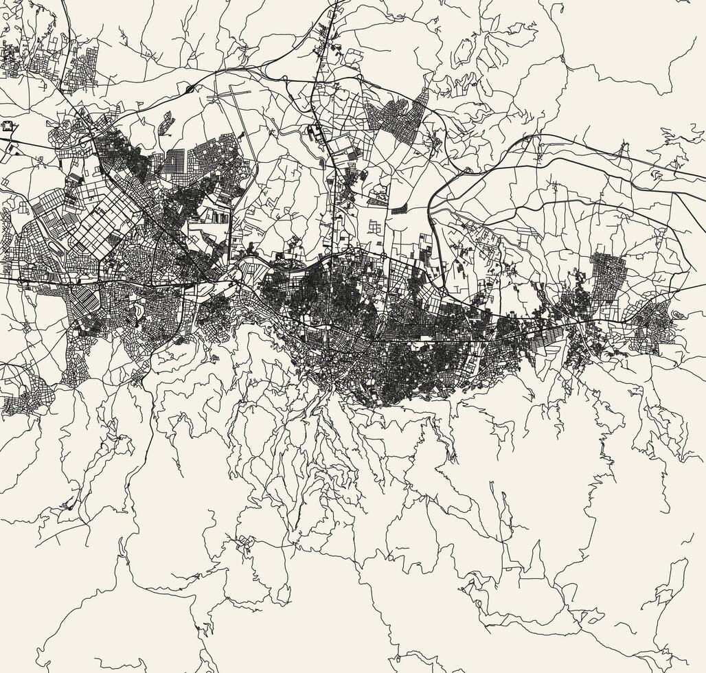 City road map of Bursa, Turkey vector