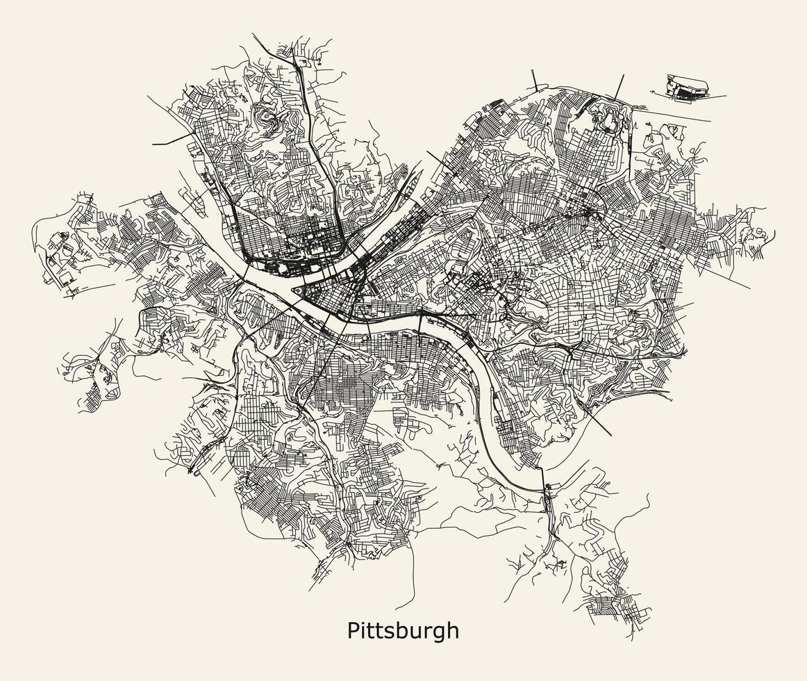 Map of Pittsburgh, Pennsylvania, USA vector