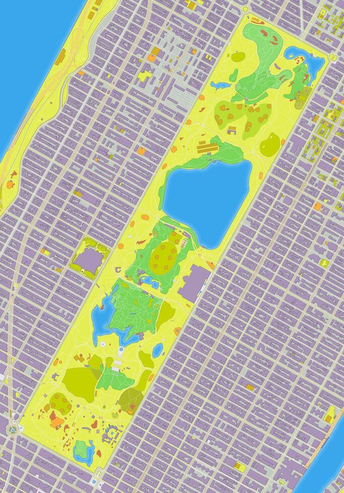 New York Central Park map poster art vector