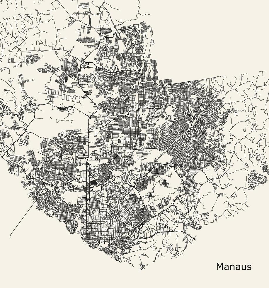 mapa de manaos, estado de amazonas, Brasil vector