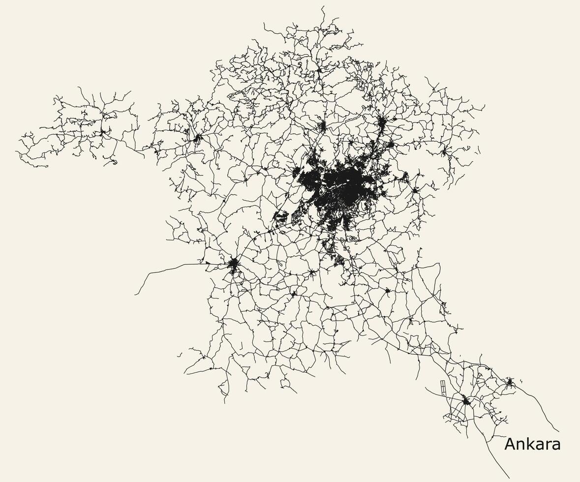 City road map of Ankara, Turkey vector