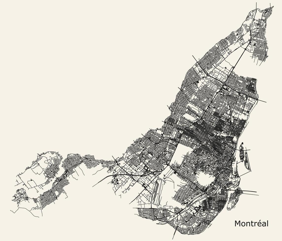 ciudad la carretera mapa de montreal, quebec, Canadá vector