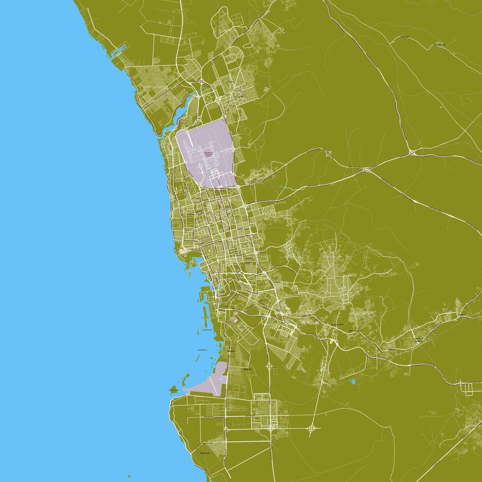 Vector city map of Jeddah, Saudi Arabia