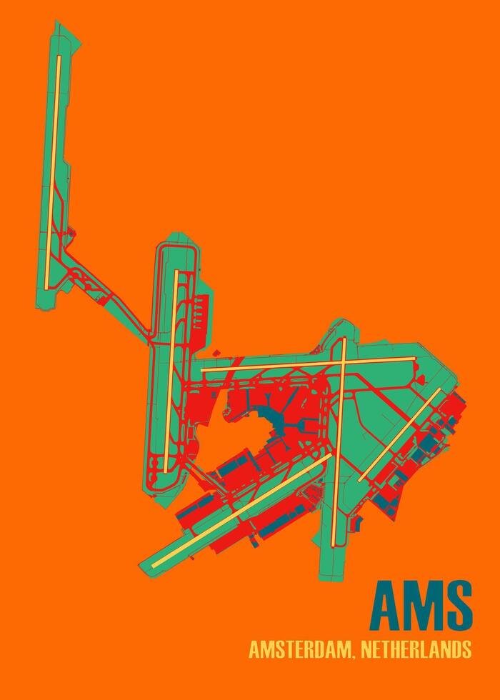 Amsterdam aeropuerto Schiphol mapa póster Arte vector