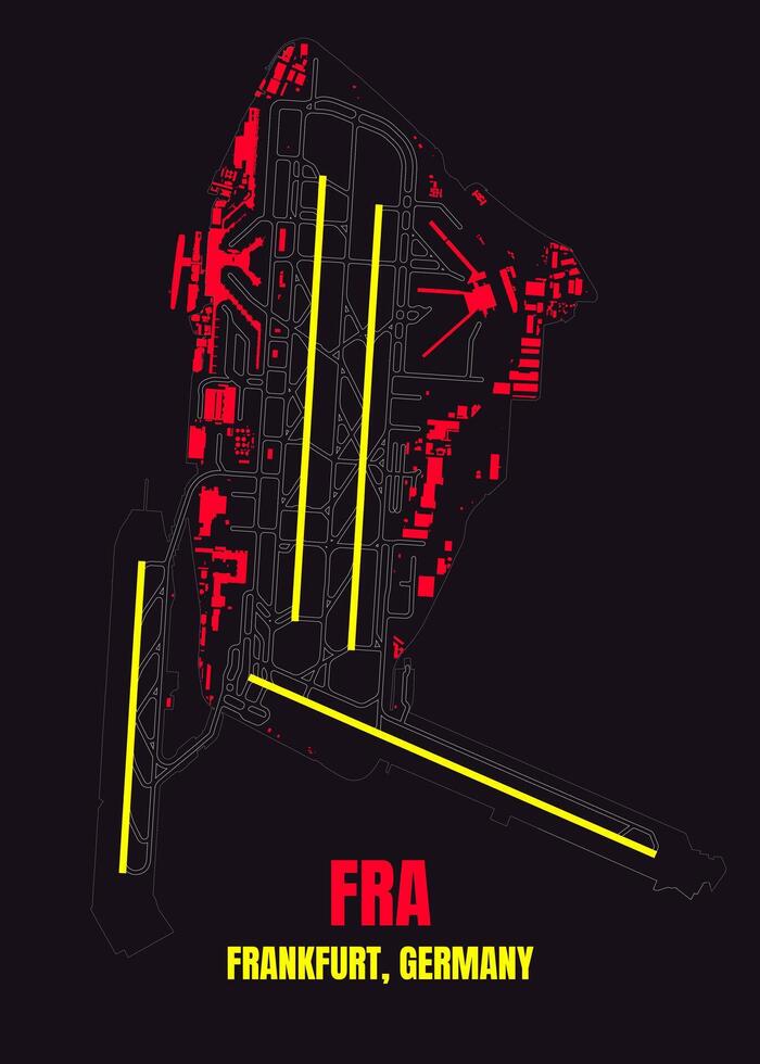 Frankfurt Airport poster map art vector
