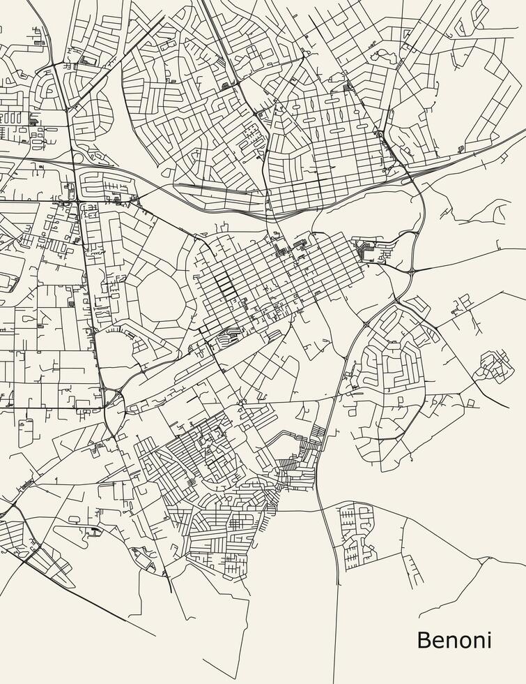 ciudad la carretera mapa de Benoni, sur África vector