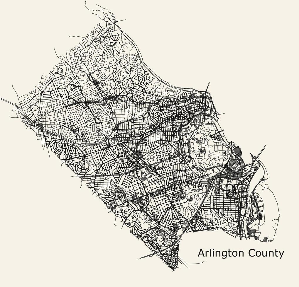 Map of Arlington, Virginia, USA vector