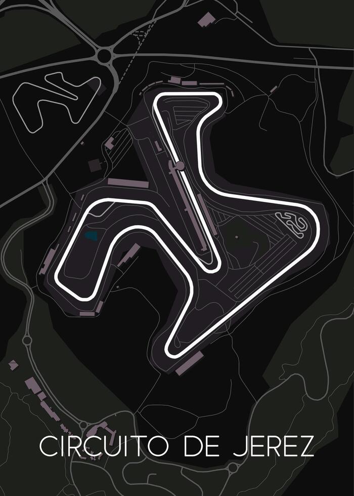 circuito Delaware jerez carreras pista mapa póster vector