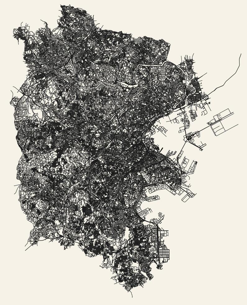 ciudad la carretera mapa de Yokohama kanagawa Japón vector