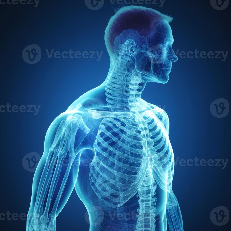 AI generated X-ray bones human body, medical concept, Generative AI photo