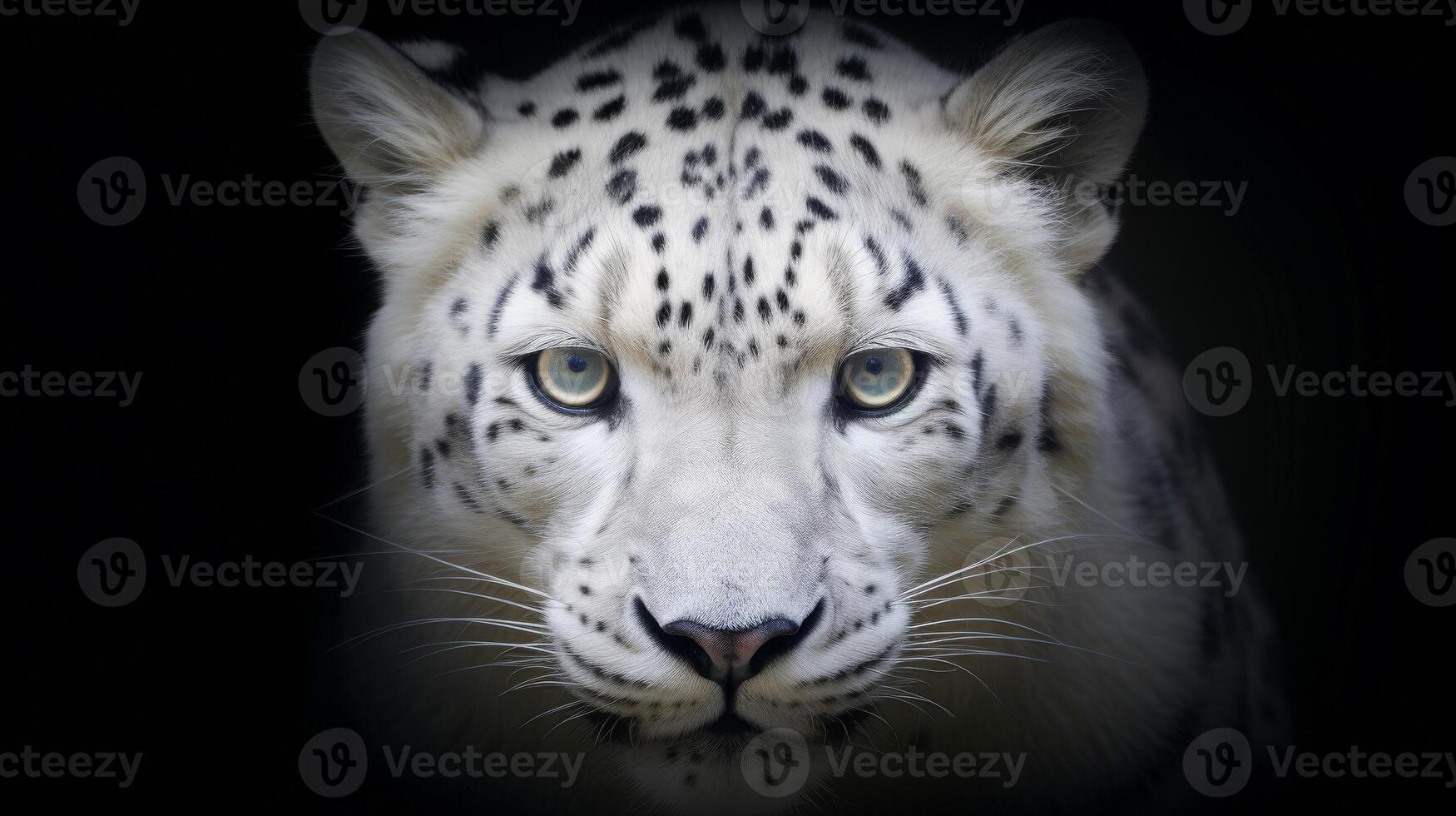 ai generado de cerca retrato de un blanco Tigre mirando directamente a el espectador, generativo ai foto