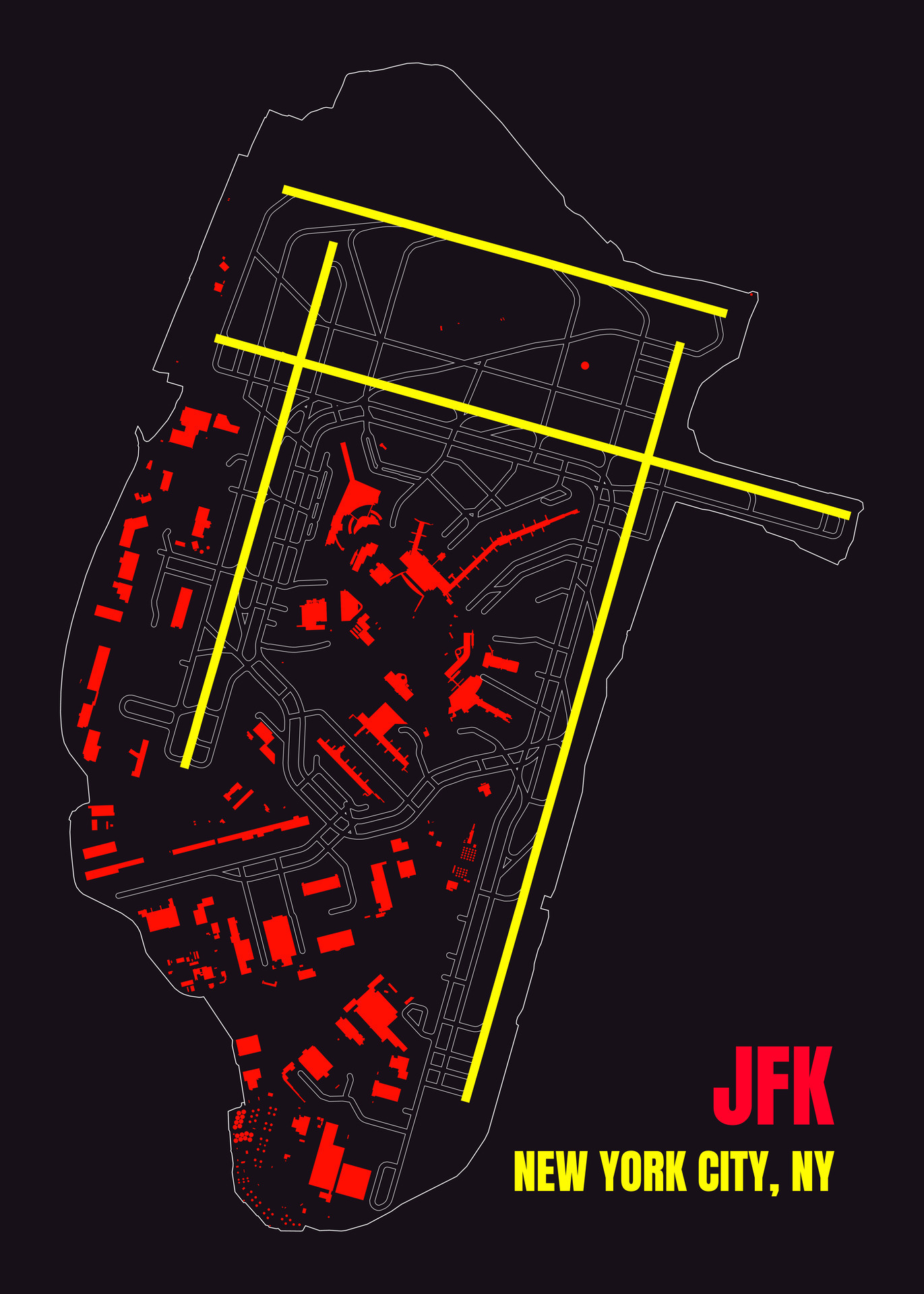 JFK NEW YORK CITY Airport map poster - Jfk New York City Airport Map Poster Art Vector