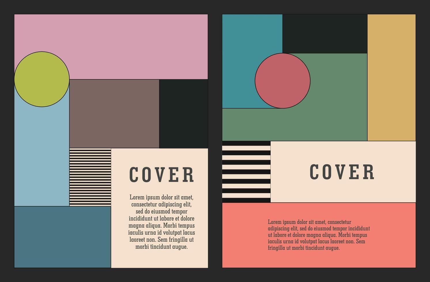 Set of backgrounds in retro vintage style with colorful shape and stripes vector