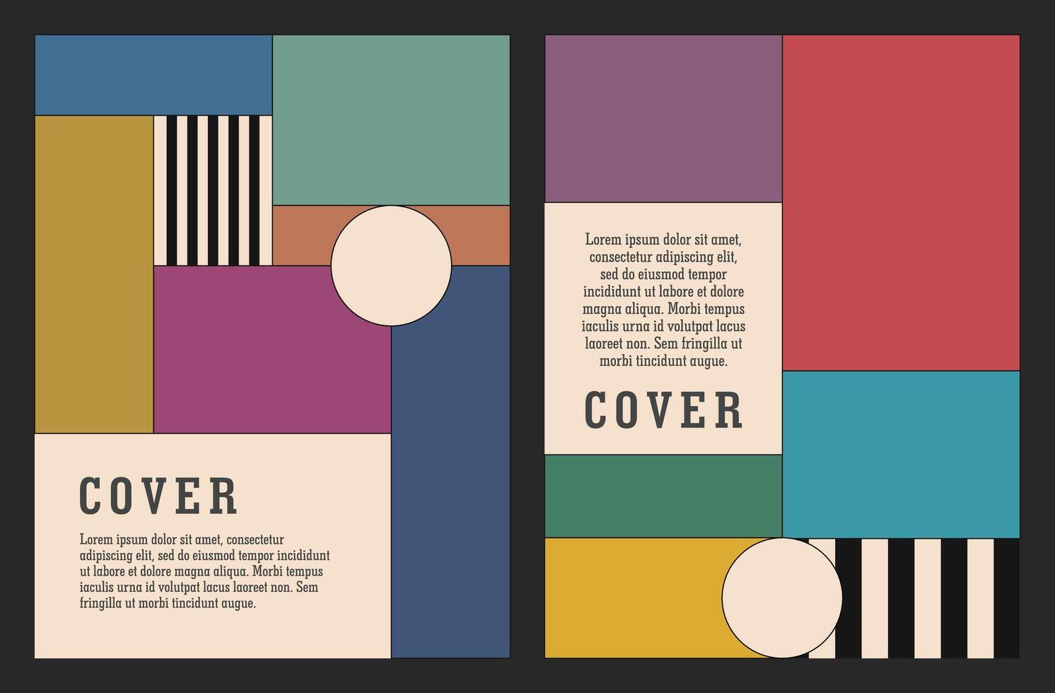 Set of backgrounds in retro vintage style with colorful shape and stripes vector