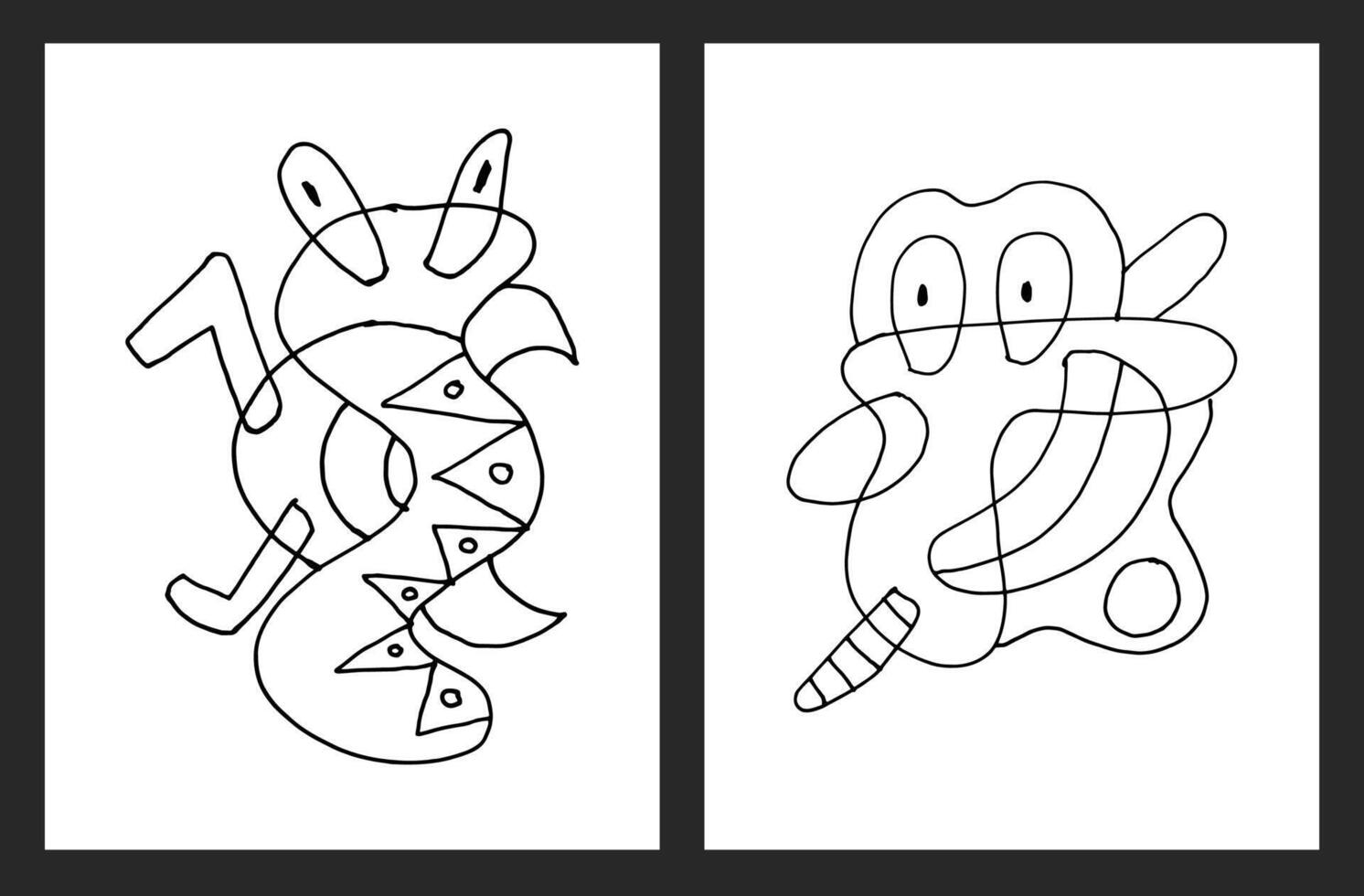 Doodle drawing coloring pages and book for children vector