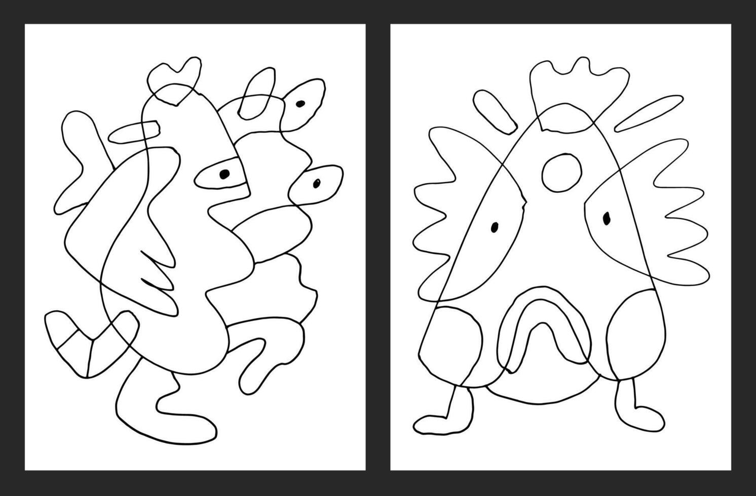 Doodle drawing coloring pages and book for children vector