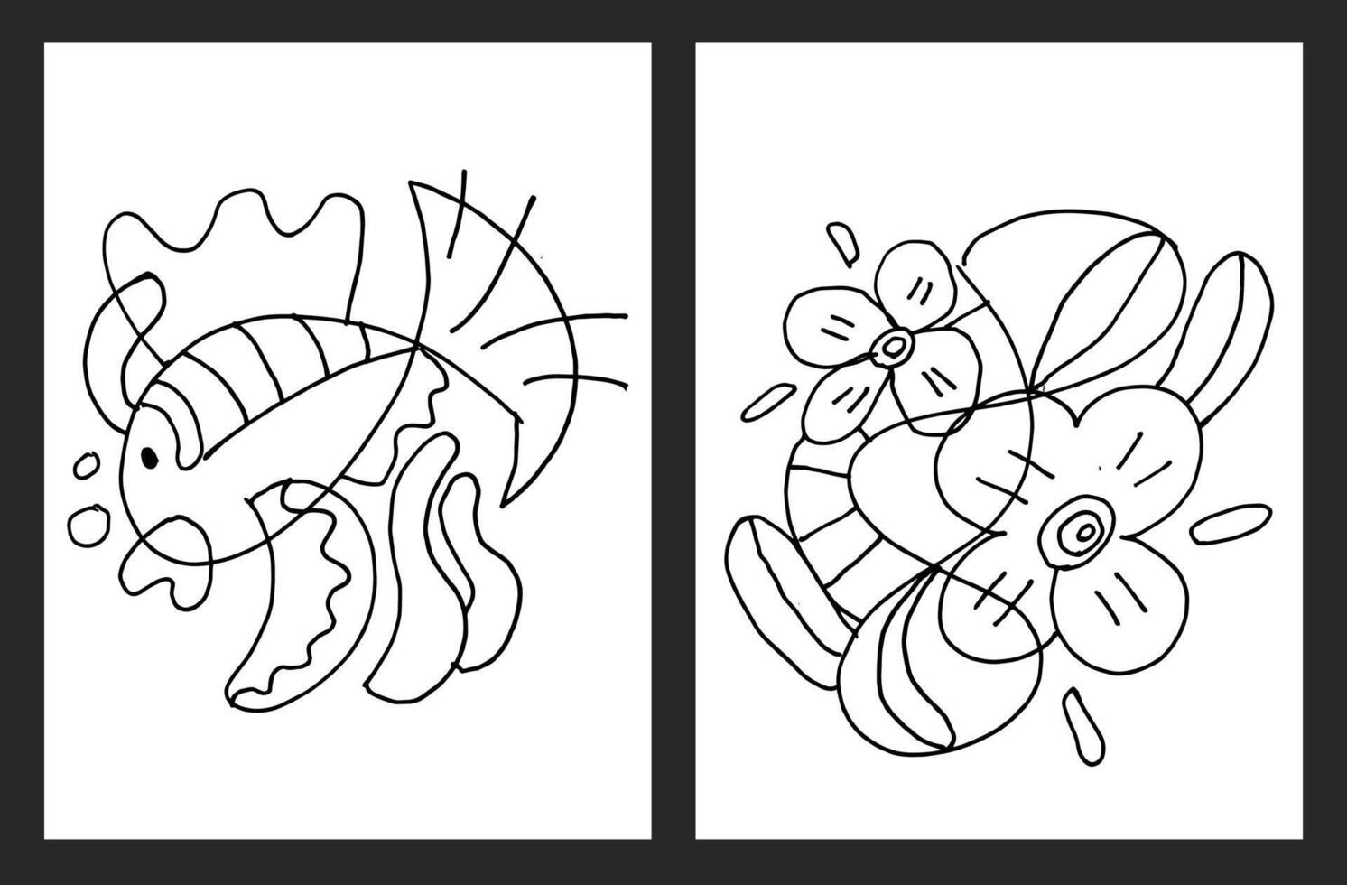 Doodle drawing coloring pages and book for children vector