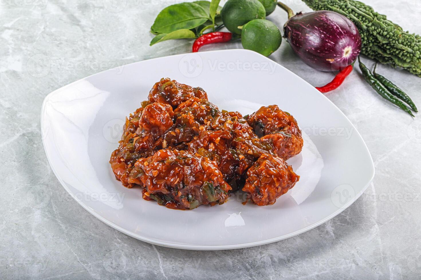 Chinese cuisine - Chicken manchurian gravy photo