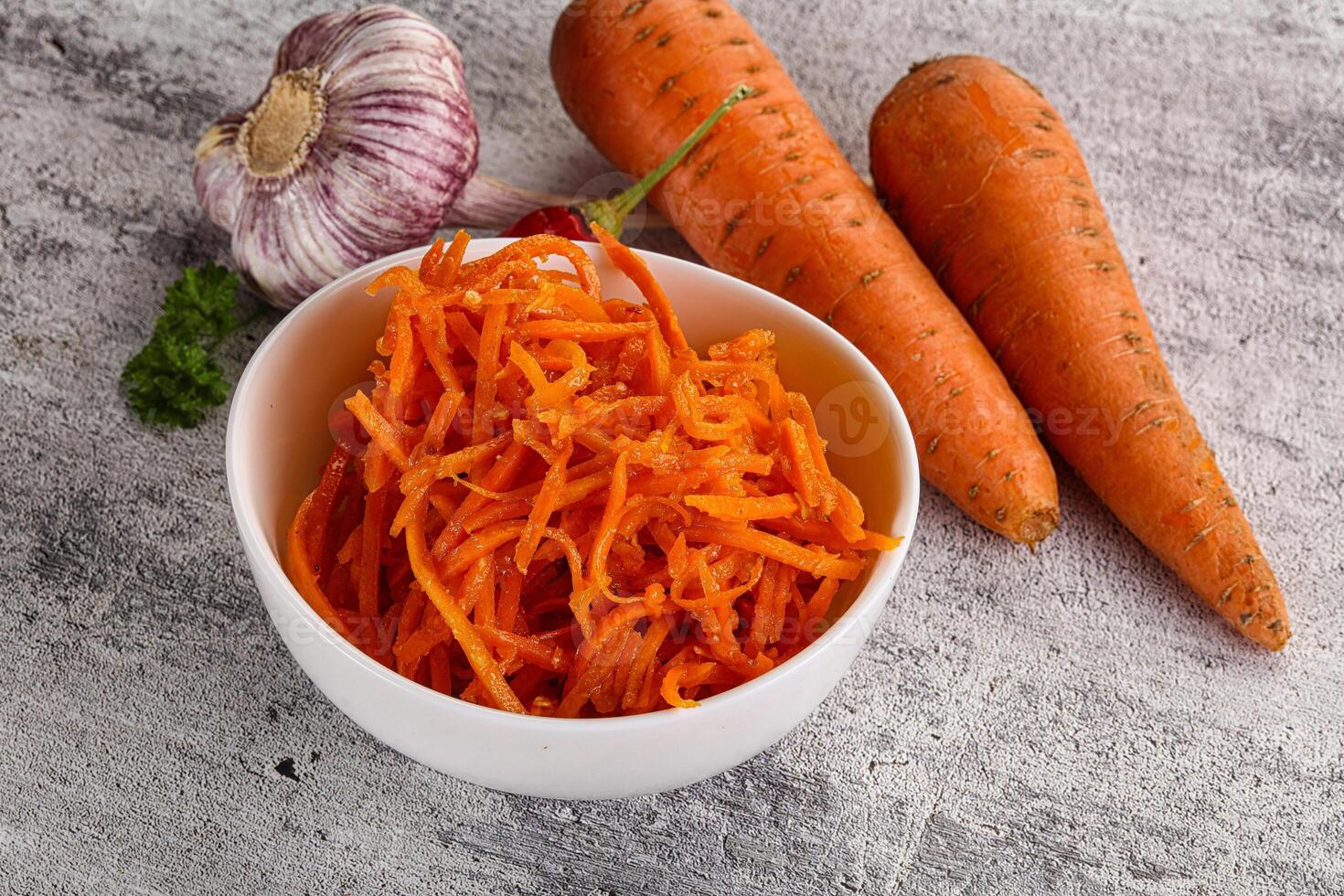 Korean carrot salad in the bowl photo