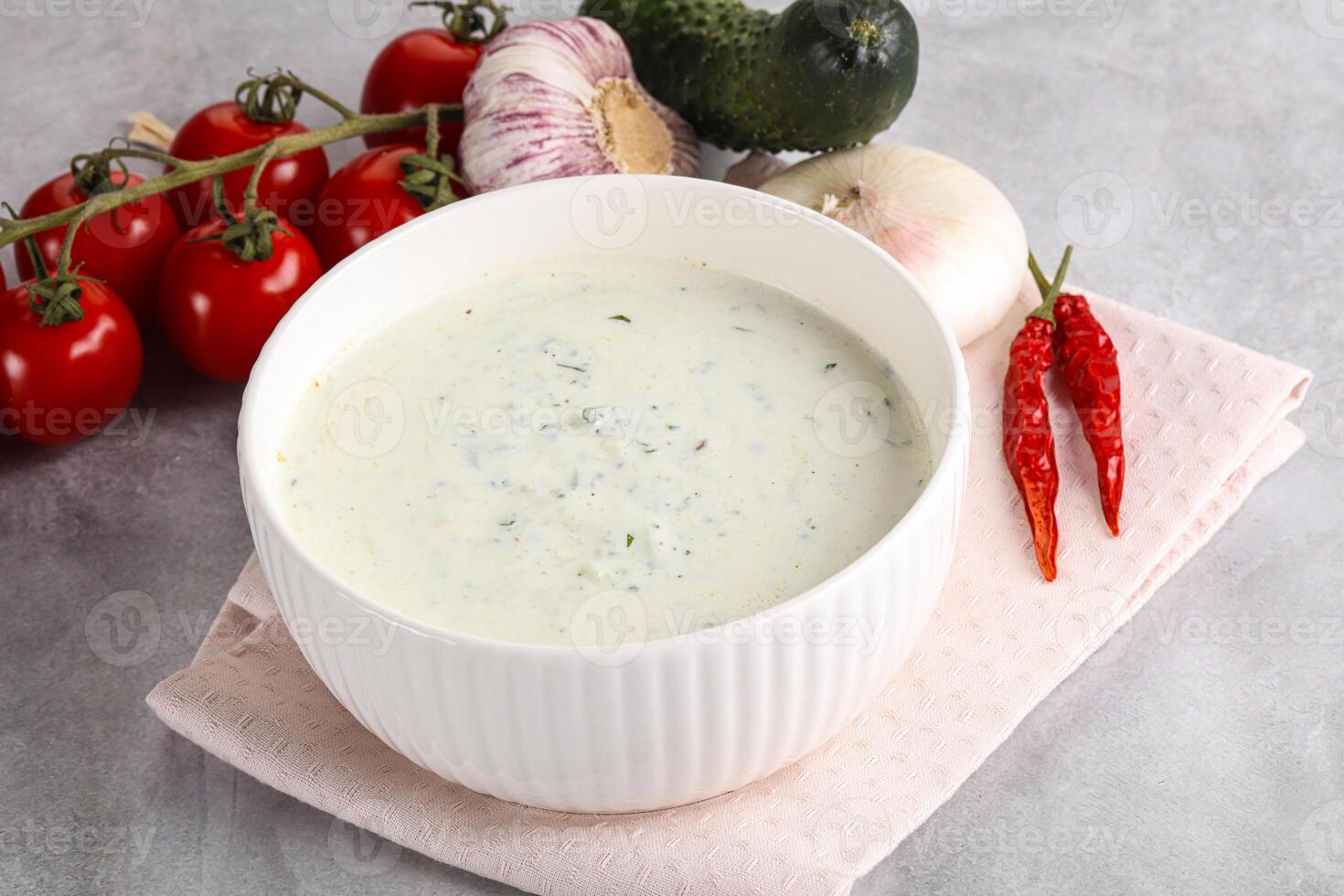 Traditional delicious appetiser greek tzatziki photo