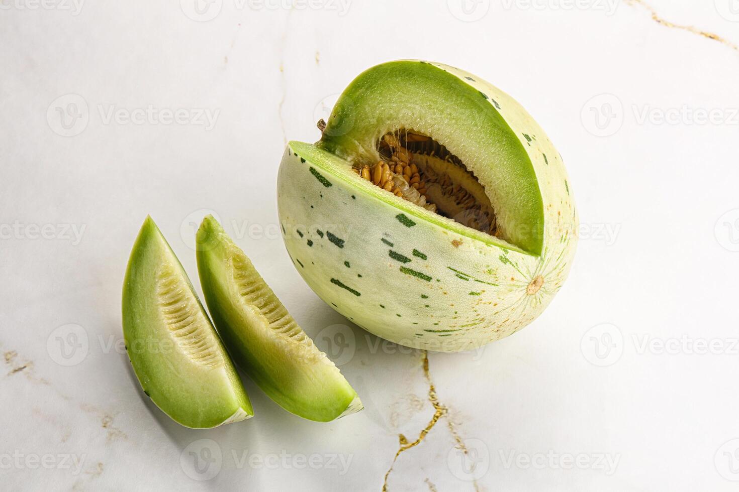 Ripe sweet and juicy dalmatian melon photo