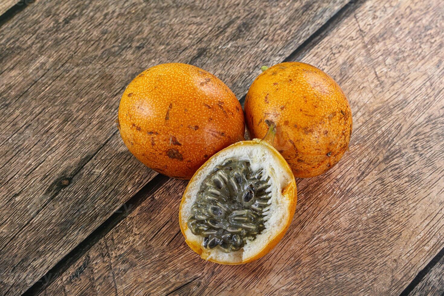 Sweet and juicy yellow maracuya fruit photo