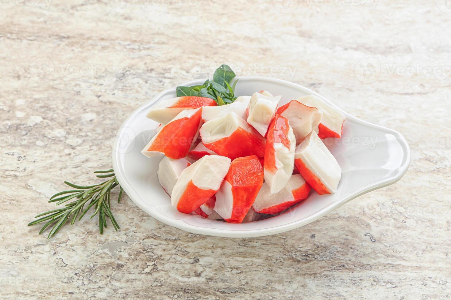 Crab meat surimi in the bowl photo