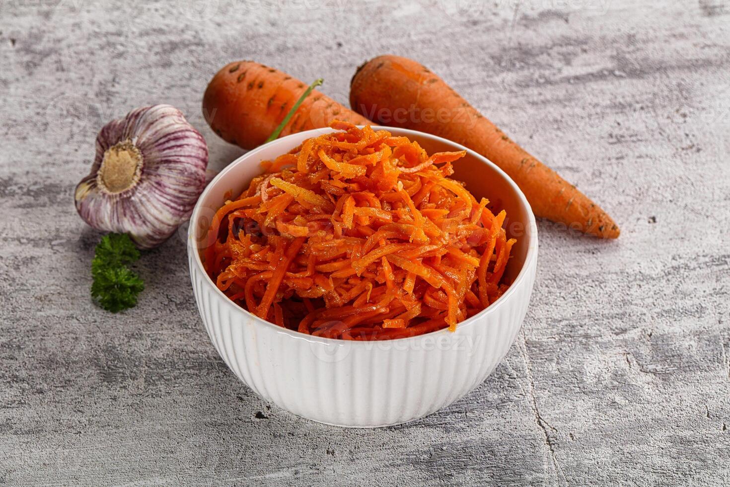 Korean carrot salad in the bowl photo