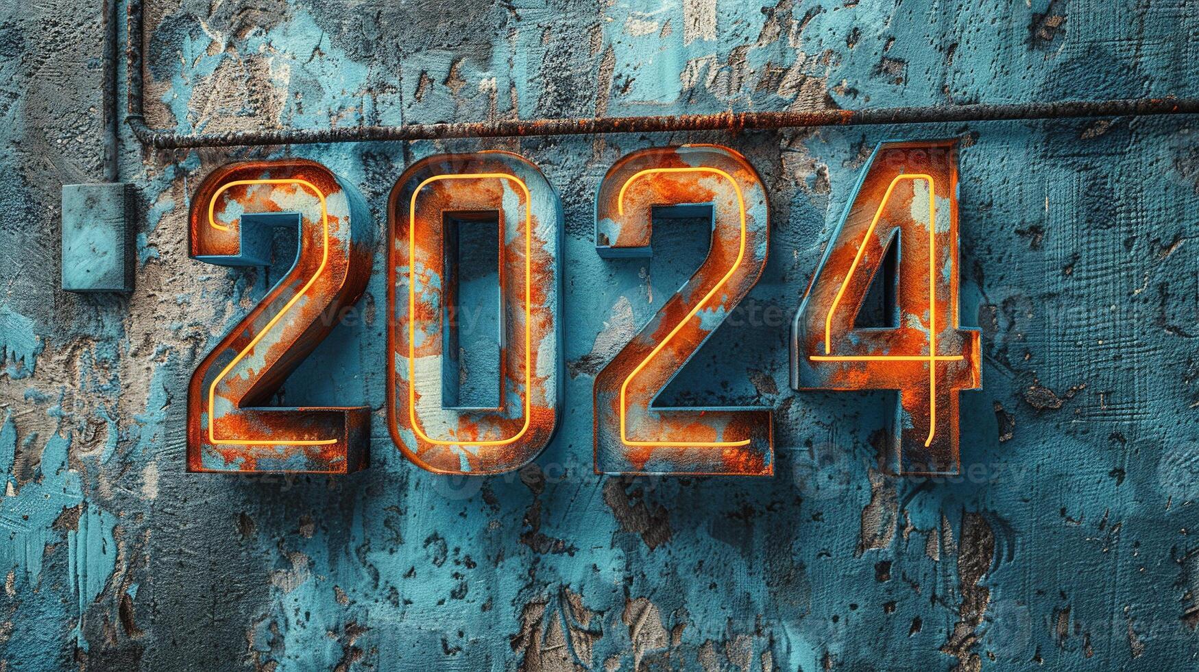 AI generated 2024 Number. New Year, Celebrate, Banner, Text, Decoration, Coming, Success, Target, Goal photo