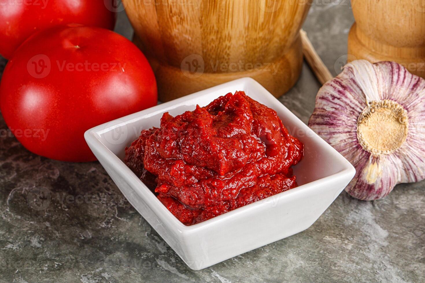 Natural organic red tomato paste photo