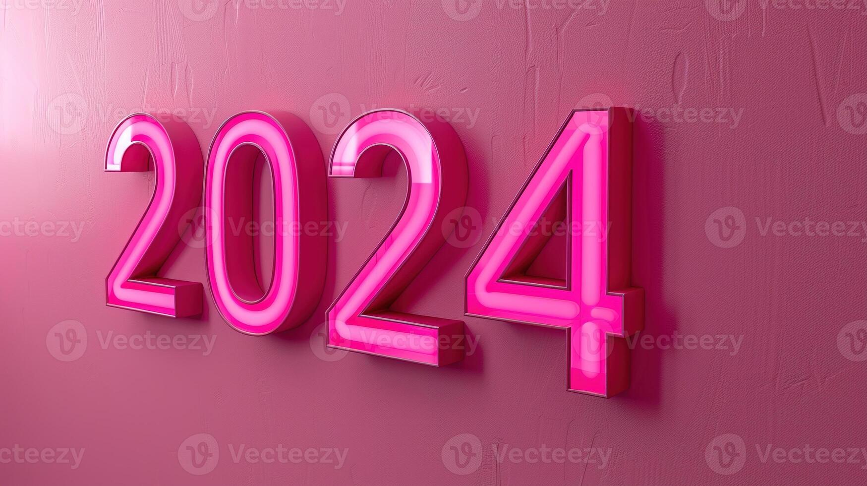 AI generated 2024 Number. New Year, Celebrate, Banner, Text, Decoration, Coming, Success, Target, Goal photo