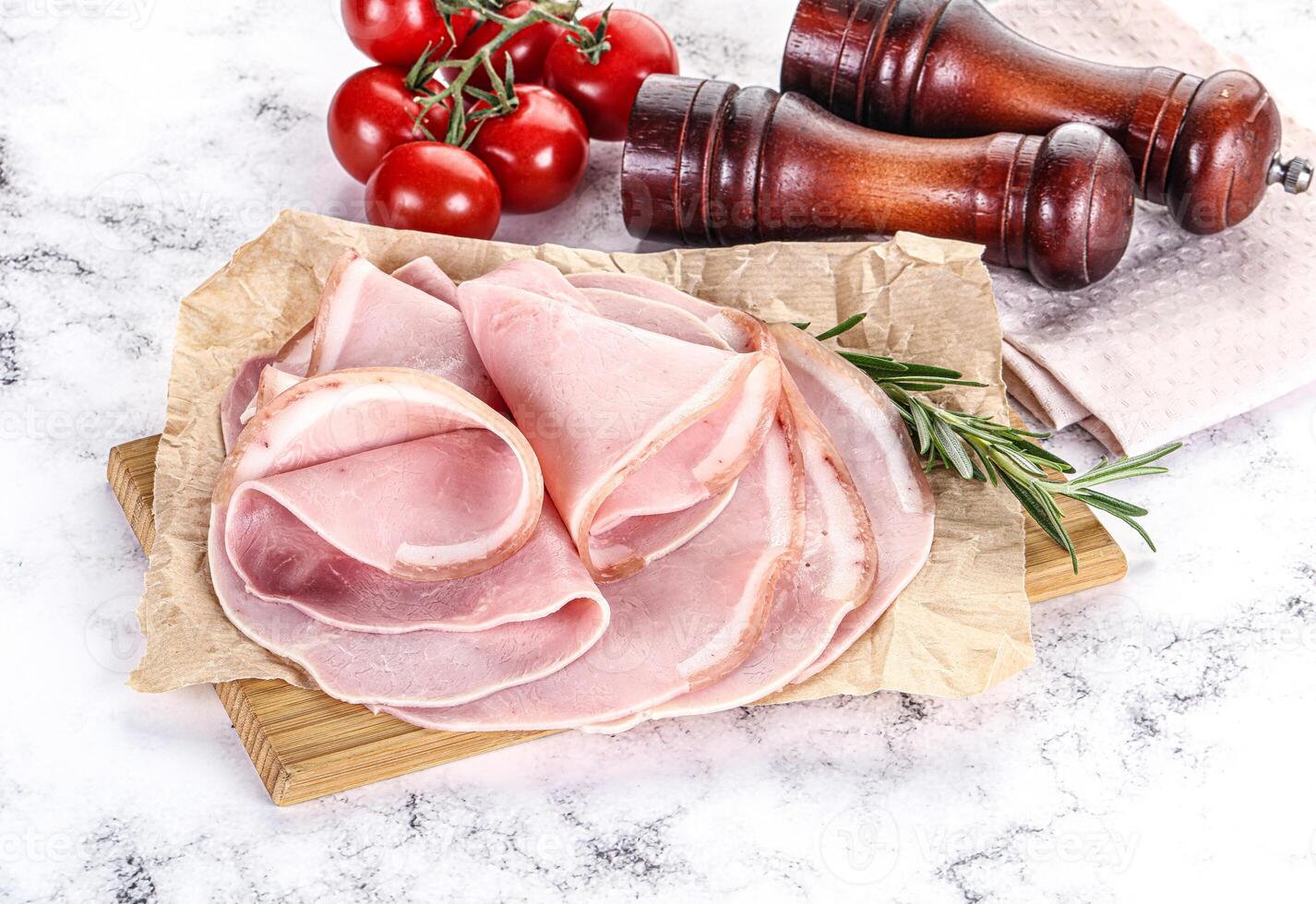 Slices of natural organic ham photo
