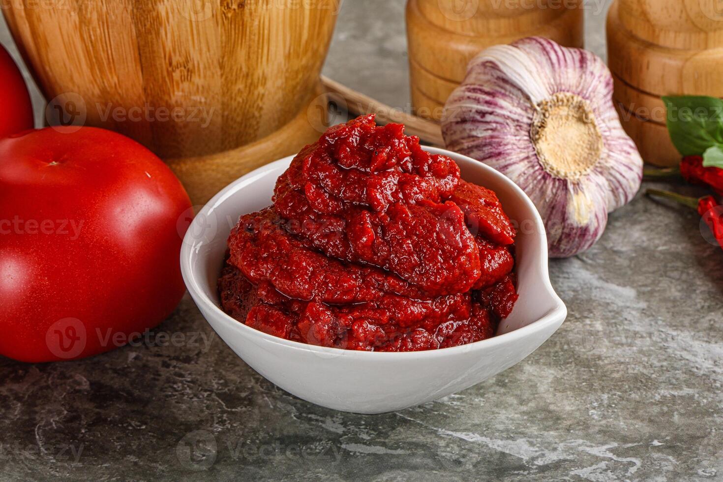 Natural organic red tomato paste photo